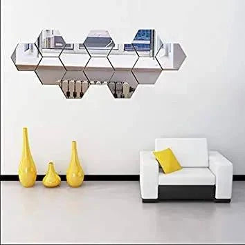 13-Piece Hexagon Acrylic Mirror Wall Decor – Modern DIY Honeycomb Mirror Set | طقم ديكور حائط مرايا أكريليك سداسية ١٣ قطعة – مجموعة مرايا خلية النحل الحديثة