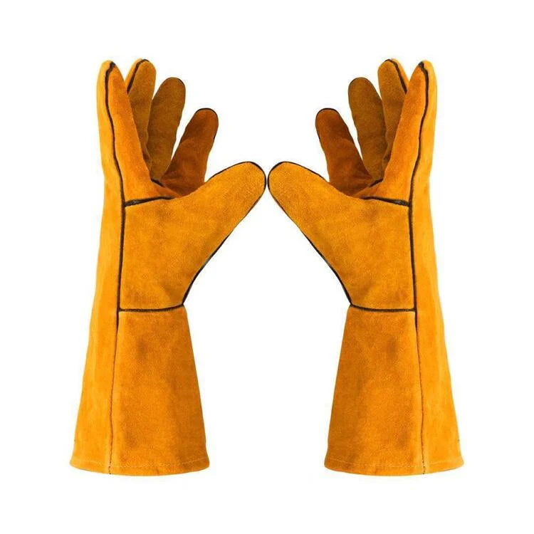 Heavy-Duty Scratch Protection Leather Gloves – Long-Sleeve Safety Mitts for Pet Handling, Gardening &amp; Animal Training | قفازات جلدية شديدة التحمل للحماية من الخدوش – قفازات أمان بأكمام طويلة للتعامل مع الحيوانات الأليفة والبستنة