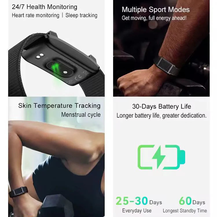 Smart Fitness Tracker Bracelet – 24/7 Health Monitor &amp; 30-Day Battery | سوار اللياقة البدنية الذكي – مراقب صحي ٢٤/٧ وبطارية تدوم ٣٠ يوماً